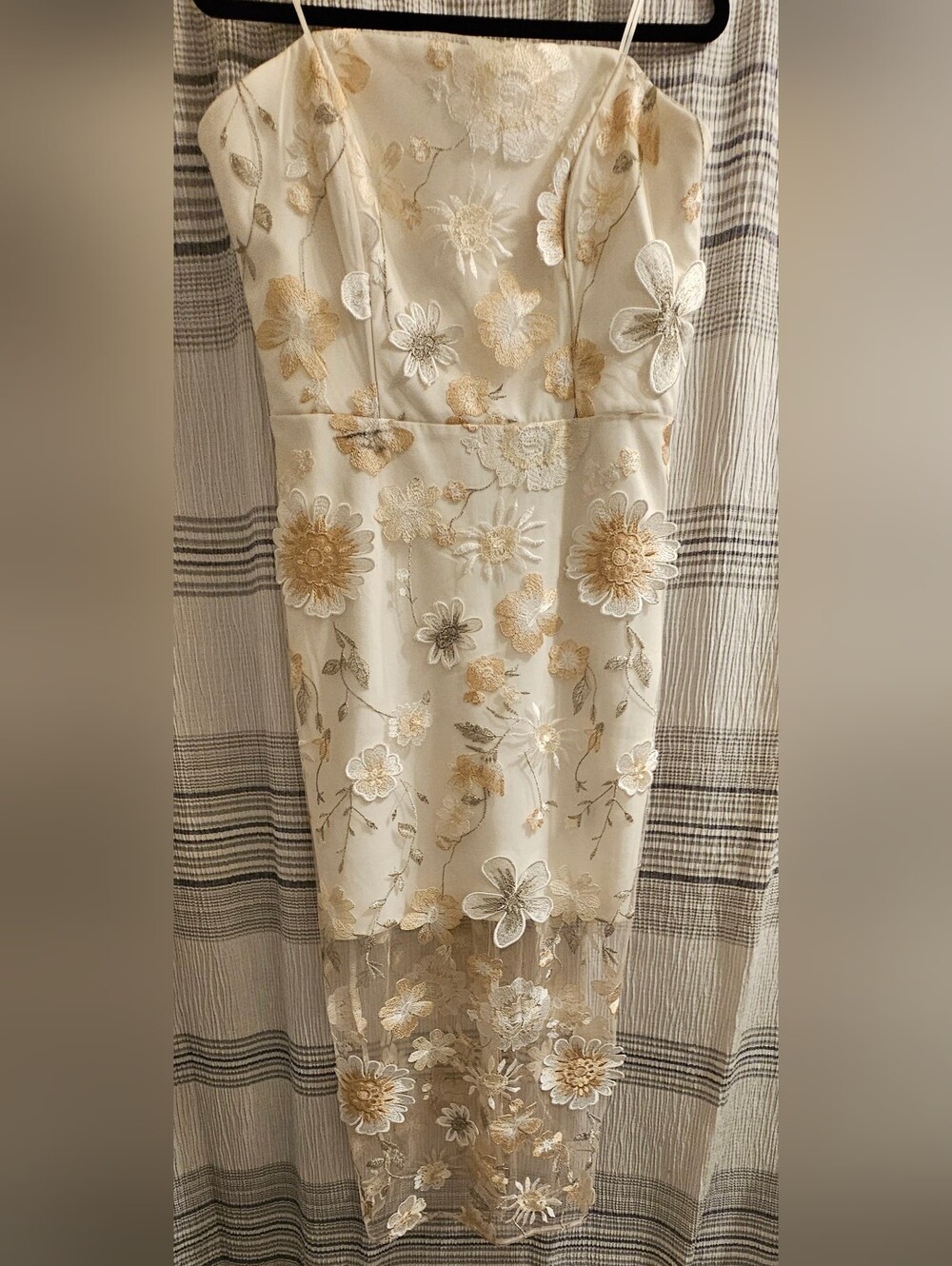Sam Edelman Cream Strapless Floral Embroidered Dress